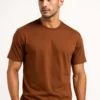 Solid Color Cotton T-Shirts for Men BROWN - Image 3