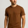 Solid Color Cotton T-Shirts for Men BROWN - Image 2