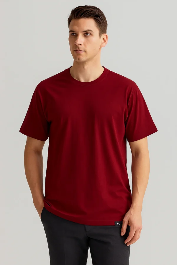 Solid Color Cotton T-Shirts for Men MAROON