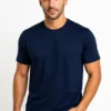 Solid Color Cotton T-Shirts for Men NAVY BLUE - Image 3
