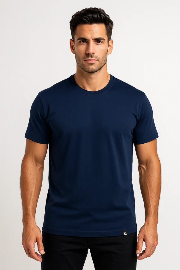 Solid Color Cotton T-Shirts for Men NAVY BLUE