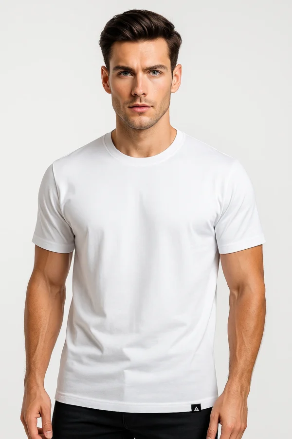 Solid Color Cotton T-Shirts for Men WHITE