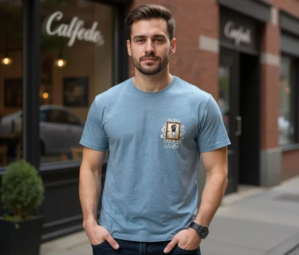 Printed Cotton T-Shirts for Men BLUE