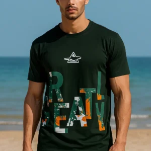 Printed ROUND NECK T-SHIRT DARK GREEN